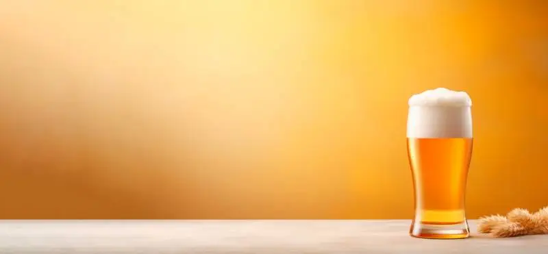 Blank Banner of a 3D Beer Glass for Oktoberfest on a Yellow Gradient Background