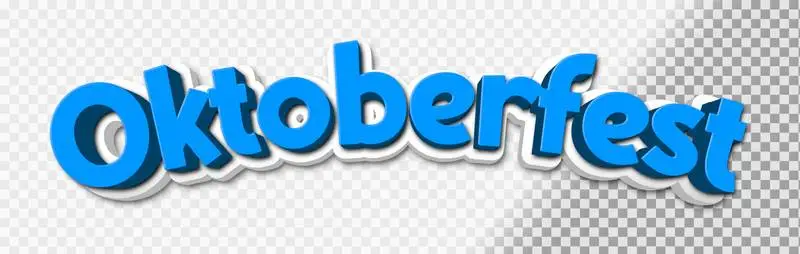 Blue Cartoon Lettering for Oktoberfest on a Transparent Background