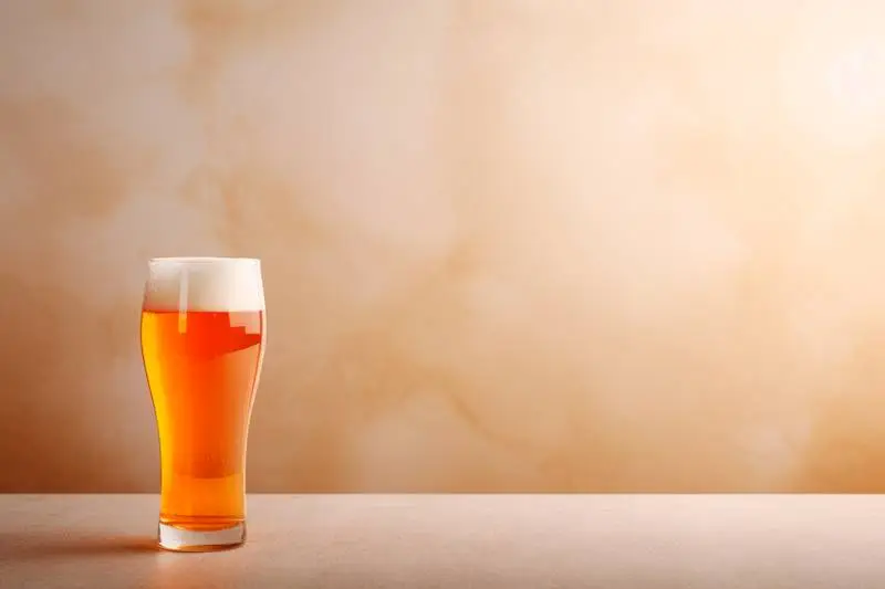 Blank Banner with a Glass of Beer on a Pink Background