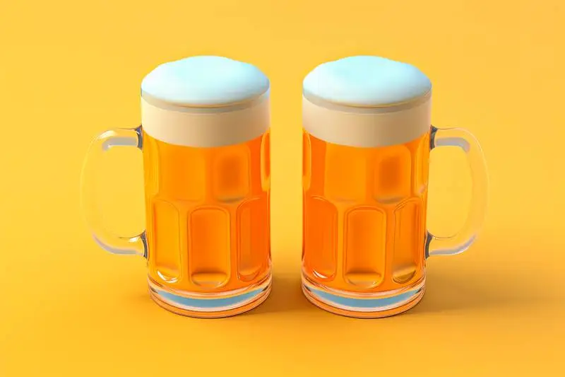 Image of a Pair of 3D Beer Glasses on a Yellow Background