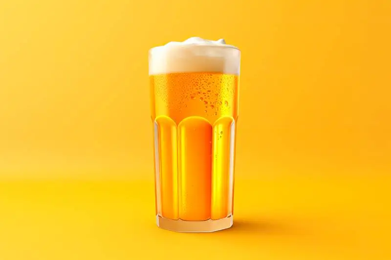 Image of a Realistic 3D Glass of Beer on a Yellow Background