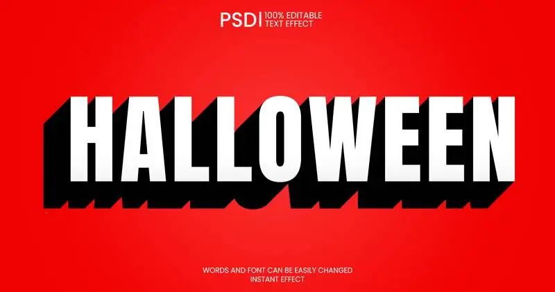 Simple 3D Text Effect for Halloween on a Red Background