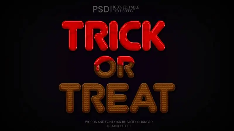 Halloween Trick-or-Treat Biscuit Text Effect on a Black Background