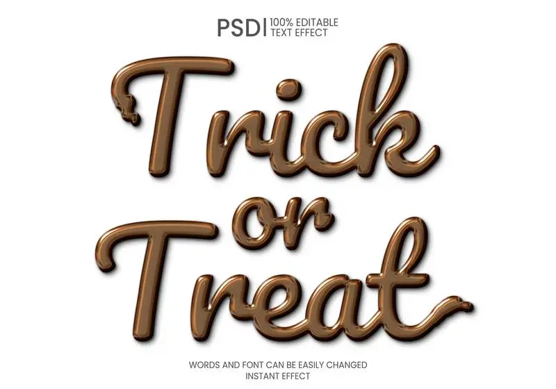 Halloween Trick-or-Treat Chocolate Text Effect on a White Background