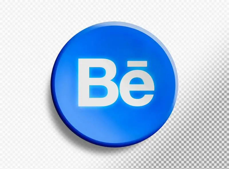 Circle with Behance Logo Isolated on a Transparent Background