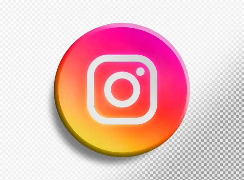 Circle with Instagram Symbol Isolated on a Transparent Background