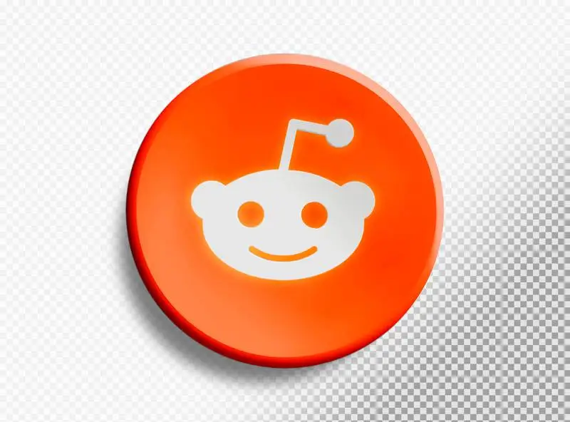 Circle with Reddit Icon Isolated on a Transparent Background