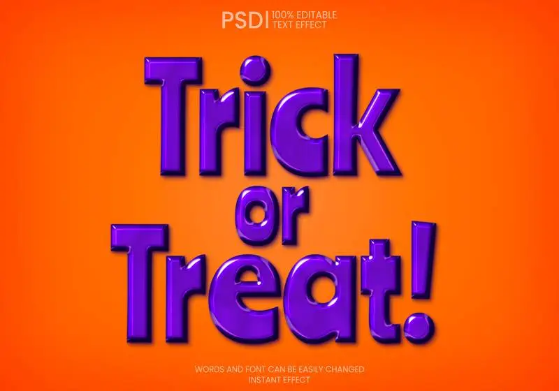 Halloween Trick-or-Treat Purple and Orange Text Effect