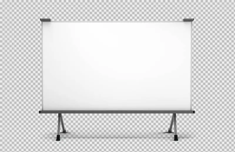 Blank Whiteboard Standing Isolated on a Transparent Background