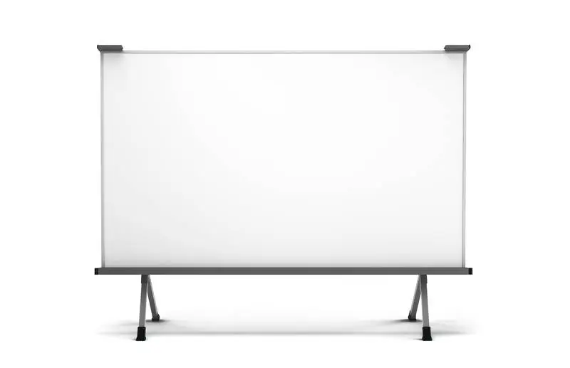 Blank Whiteboard Standing on a White Background