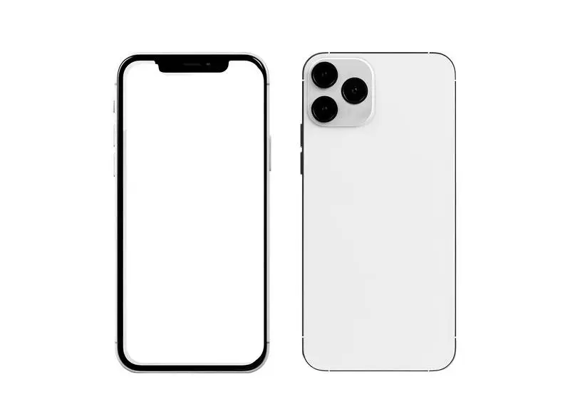 Front and Back Blank White Smartphone on a White Background