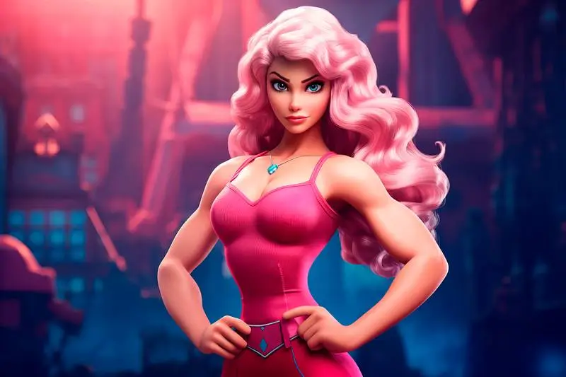 Illustration of a Strong Superhero Barbie Doll