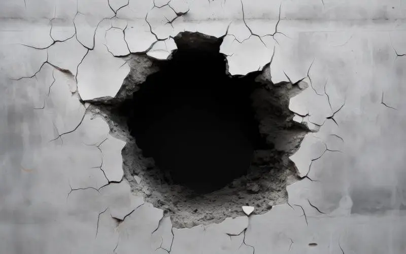 Grey Flat Wall Concrete with a Black Hole in the Middle