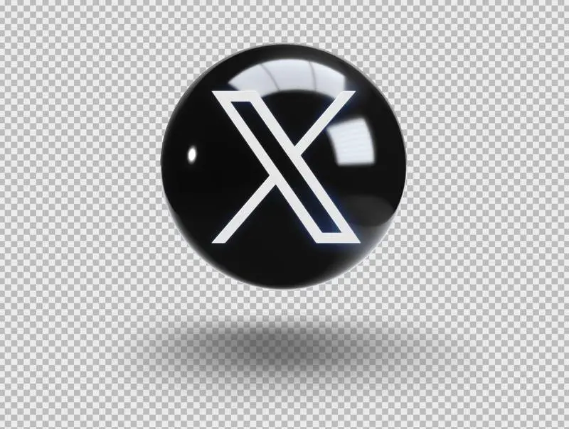Round Black-and-White Twitter Logo Isolated on a Transparent Background