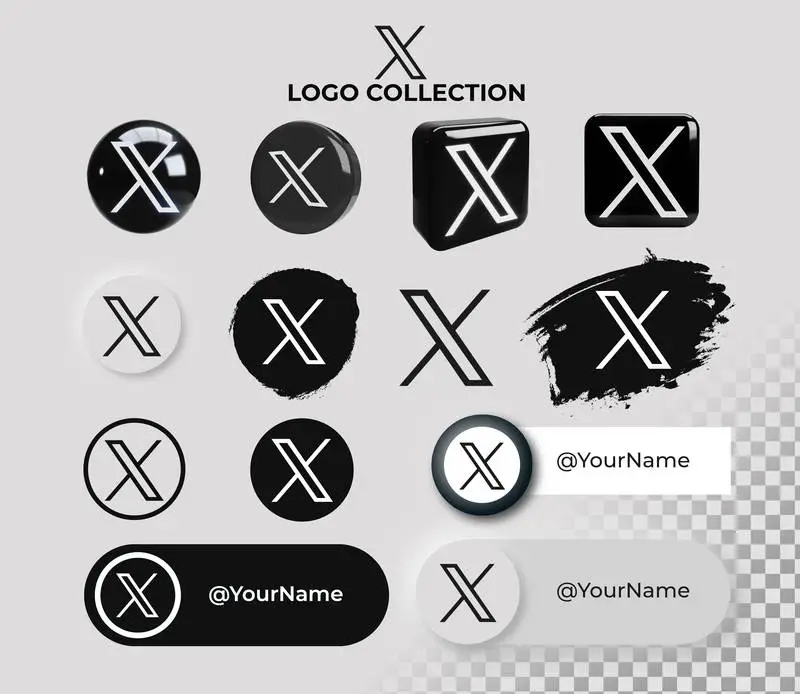 Icon Collection with X Logo on a Transparent Background