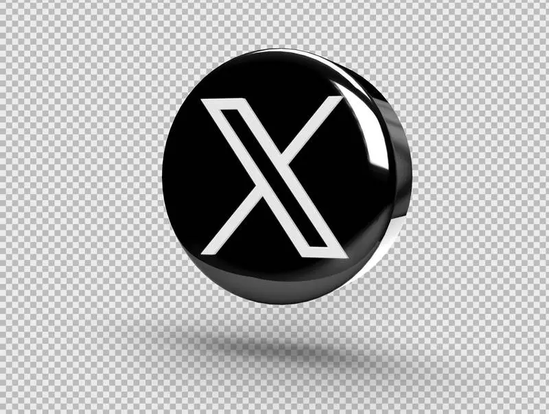Glossy Round Black-and-White Twitter Logo Isolated on a Transparent Background