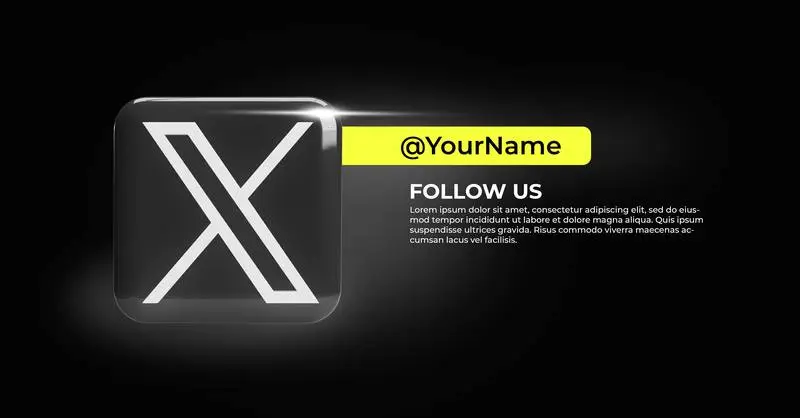 Black Banner with X Logo and Text on a Transparent Background