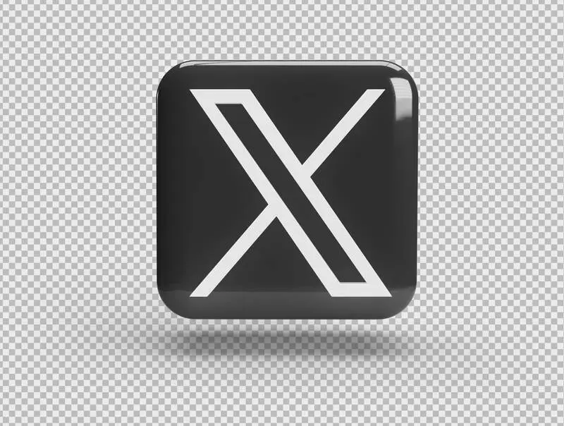 Black-and-White Square Twitter Logo Isolated on a Transparent Background