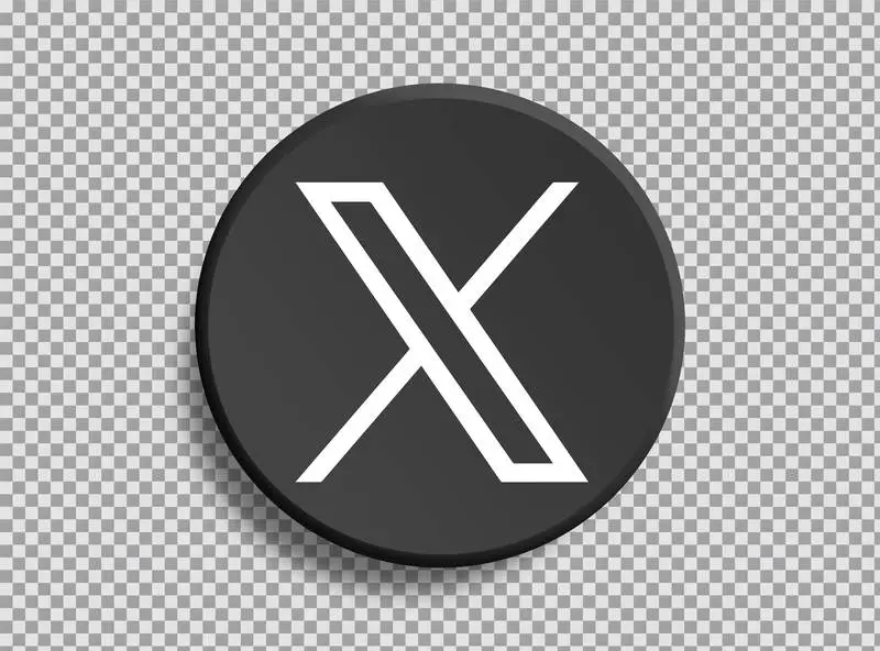 Black-and-White Circular Twitter Logo Isolated on a Transparent Background
