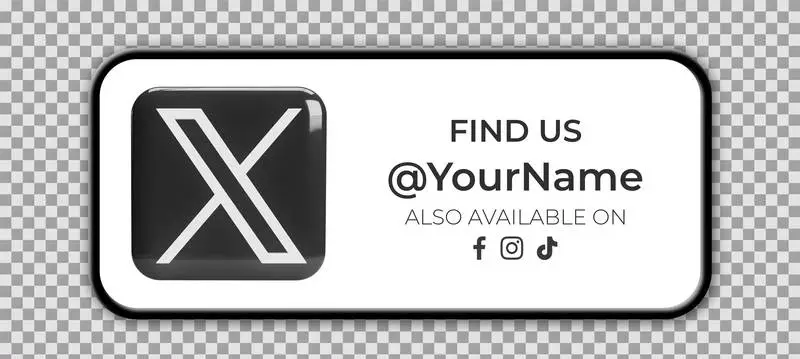 Banner to Acquire Followers with X Icon on a Transparent Background