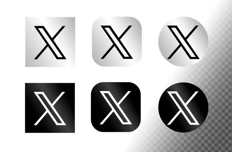 Collection of Black-and-White X Logos on a Transparent Background