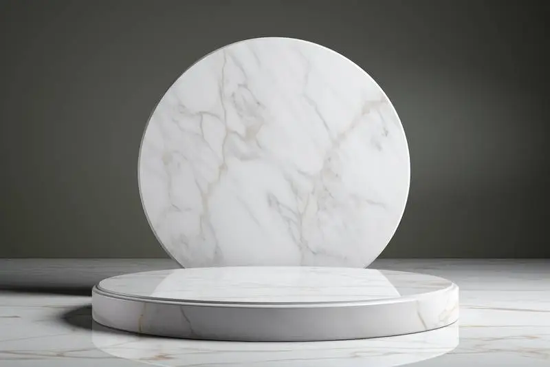 Round White Marble Podium for Product Presentation