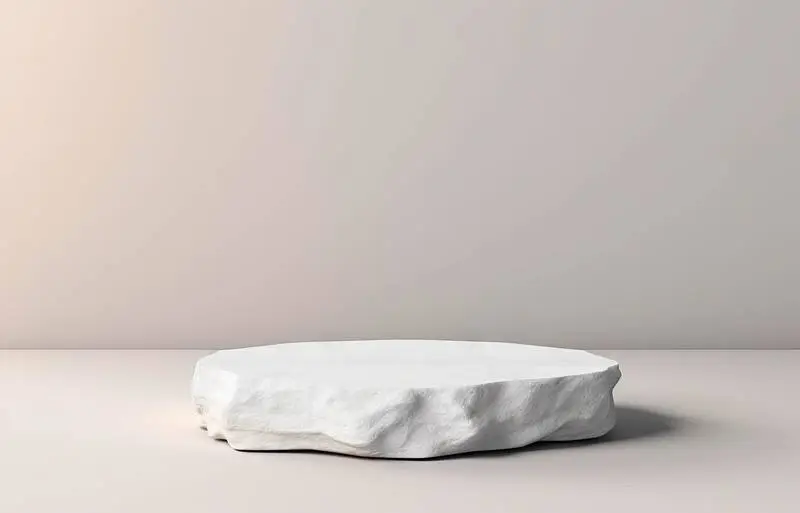 3D Render of a White Stone Pedestal for Products on a Soft Colored Background