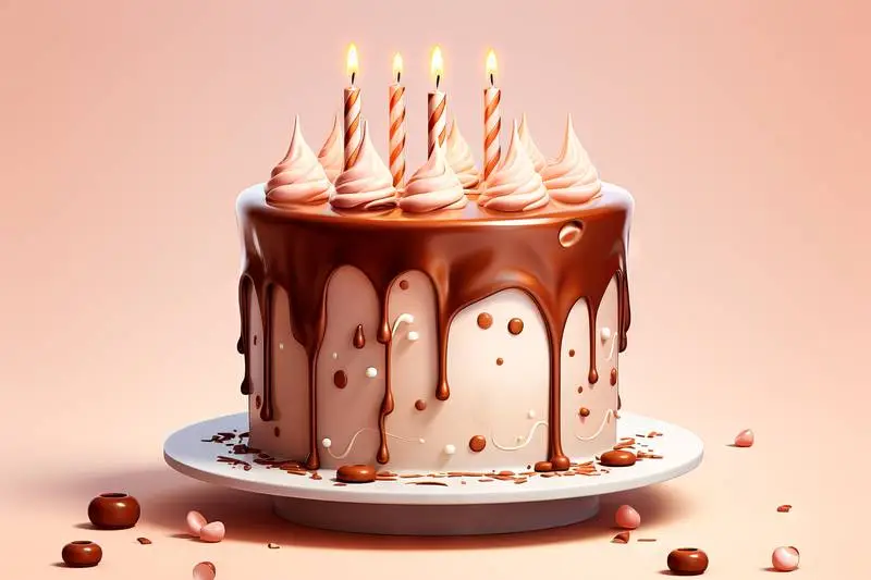 Isometric Illustration of a Chocolate and Cream Birthday Cake