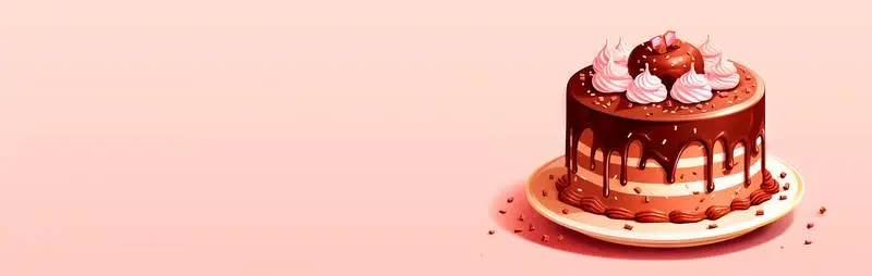 Blank Banner of an Isometric Illustration of a Chocolate Birthday Cake