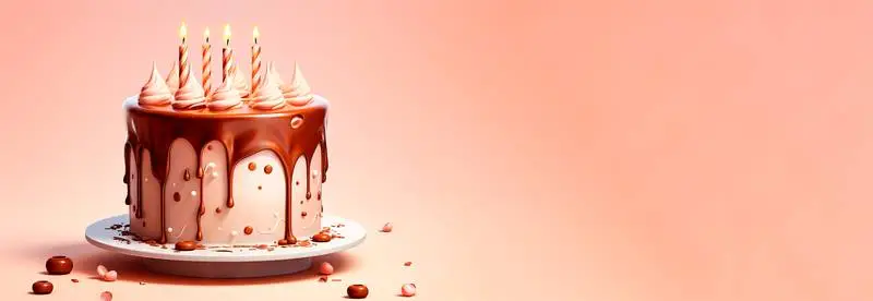Blank Banner of an Isometric Illustration of a Chocolate and Cream Birthday Cake