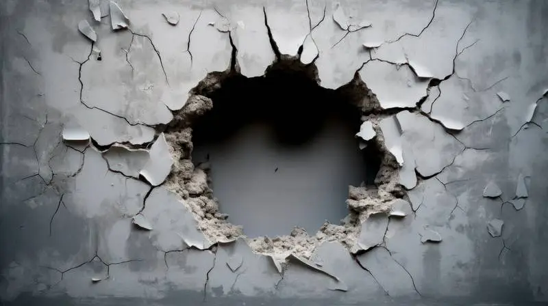 Photo of a Black Hole on a Grey Concrete Wall