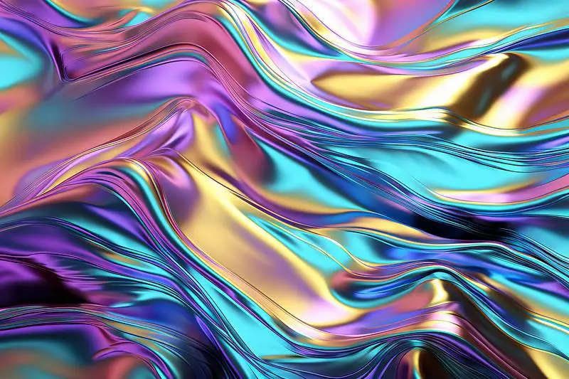 Metallic Iridescent Abstract Waving Texture Background