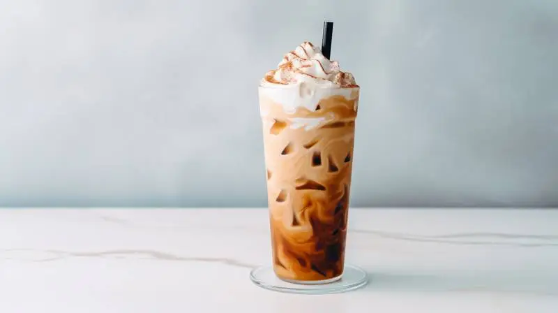 Stylish Photo of a Glass of Iced Coffee on a Light Background