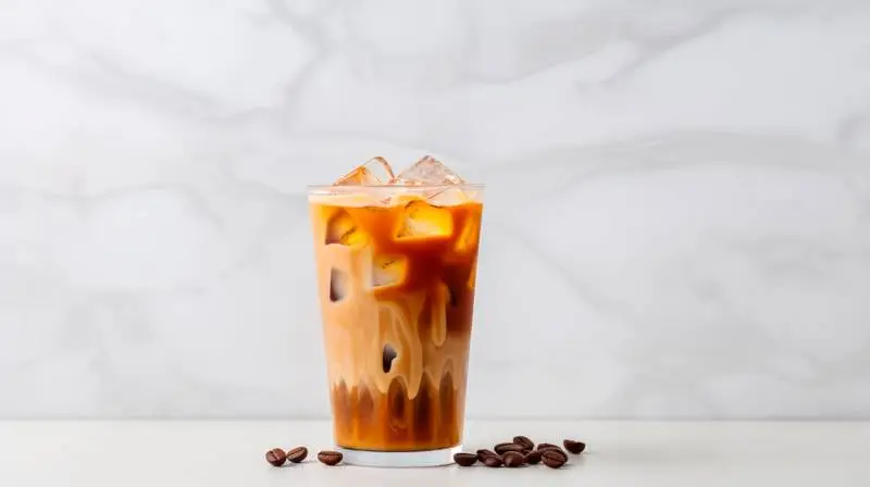 Photo of a Glass of Iced Coffee on a Light Background