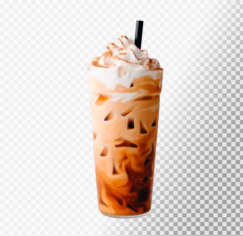 Stylish Isolated Glass of Iced Coffee on a Transparent Background