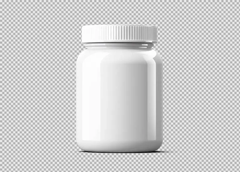 White Plastic Container Isolated on a Transparent Background