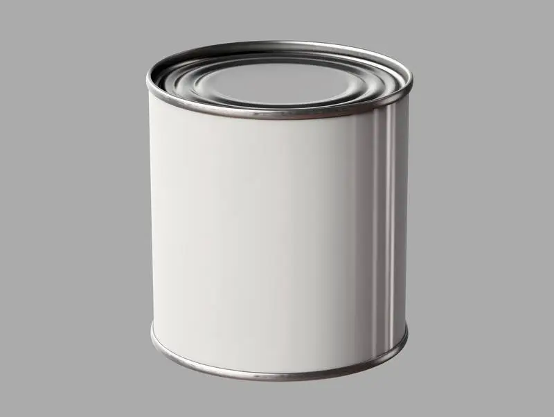 Isolated Blank Metallic Paint Can on a Grey Background