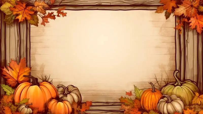 Illustration of an Autumn Background with Pumpkins and Dry Leaves