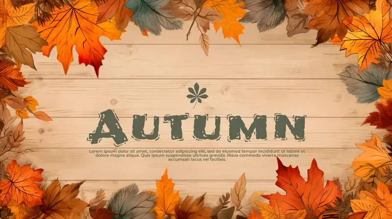 Banner of a Wooden Background with Autumn Leaves