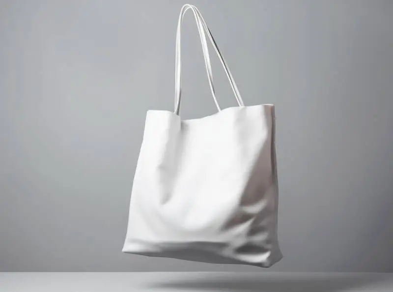 Blank Tote Bag Standing on a Light Background
