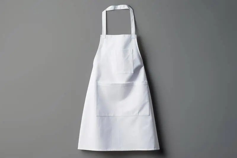 White Kitchen Apron on a Grey Background