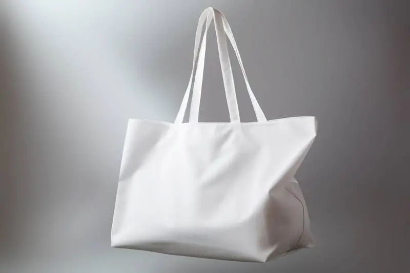 White Tote Bag Standing on a Light Background