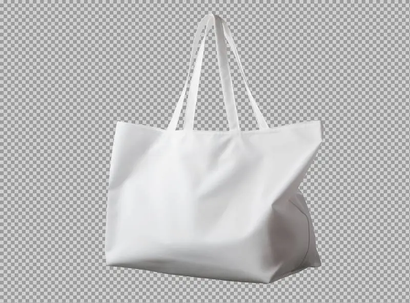 White Tote Bag Isolated on a Transparent Background