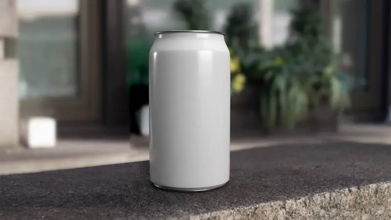 Mockup of Aluminum Drink Can with Street Background