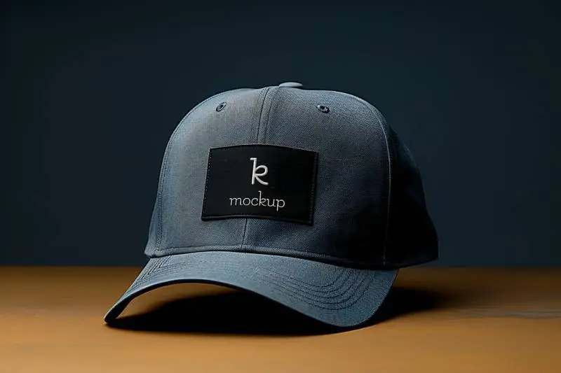 Mockup of Embroidered Logo on a Black Fabric Appliqué on Sports Cap