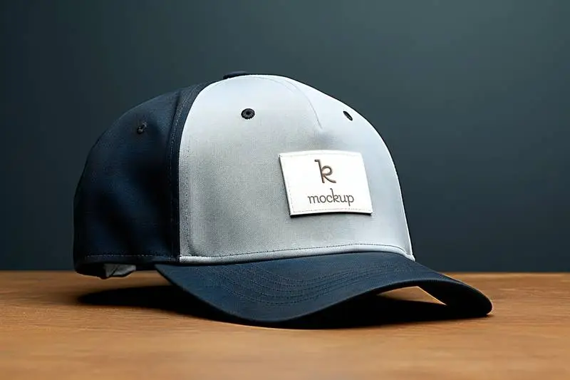 Mockup of Embroidered Logo on a White Appliqué on Sports Cap