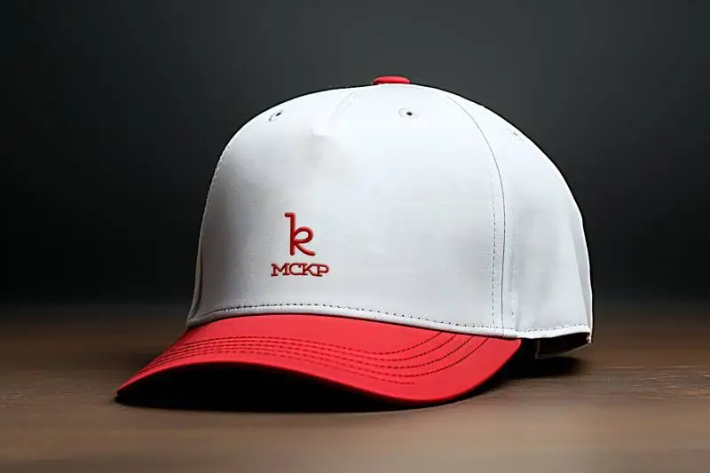 Mockup of Logo on a White and Red Sports Cap