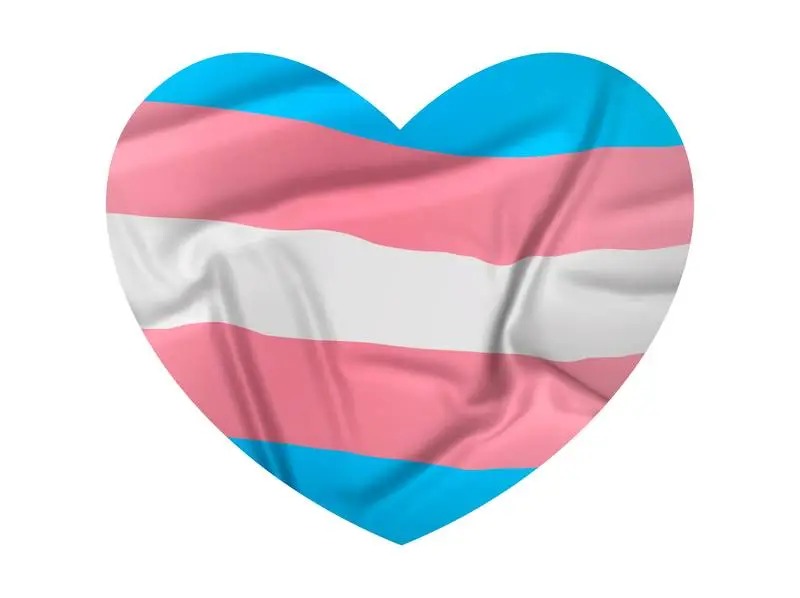 Heart Shape with Trans Flag on White Background