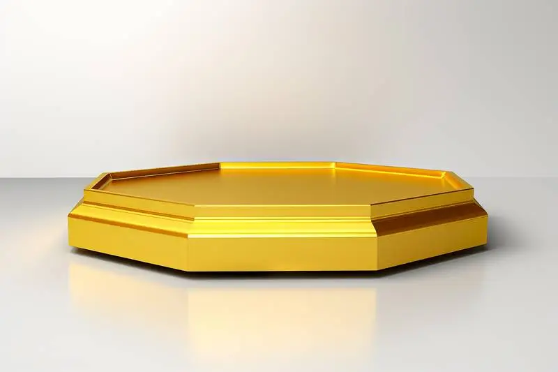 Rendering of a Minimalist Golden Podium for Product Presentation