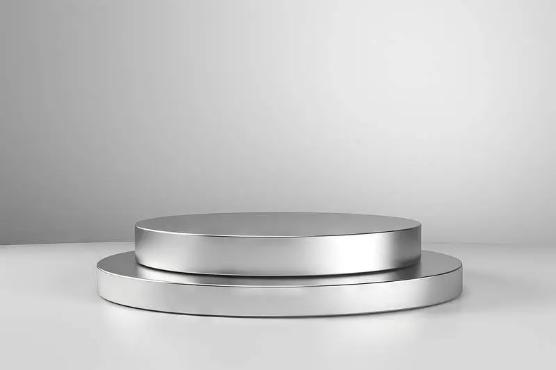 Rendering of a Metallic Round Podium for Product Presentation